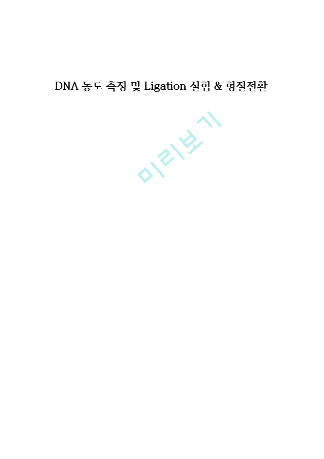 5. DNA 농도 측정과 Ligation 실험, 에이쁠 보고서   (1 )